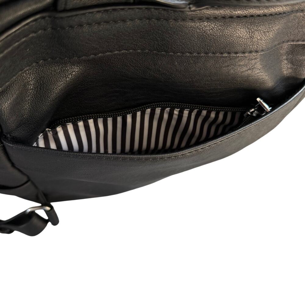 Mystique Black Faux Leather Convertible Backpack Purse with Front Zip Pockets - Picture 9 of 14